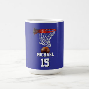 Taza De Café Baloncesto Agrega tu nombre y número Pop Art