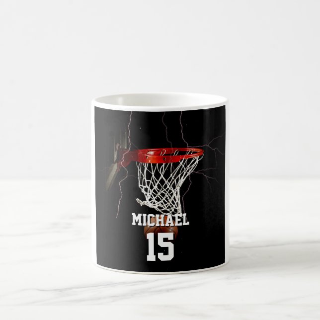Taza De Café Baloncesto Añadir tu nombre y número (Centro)