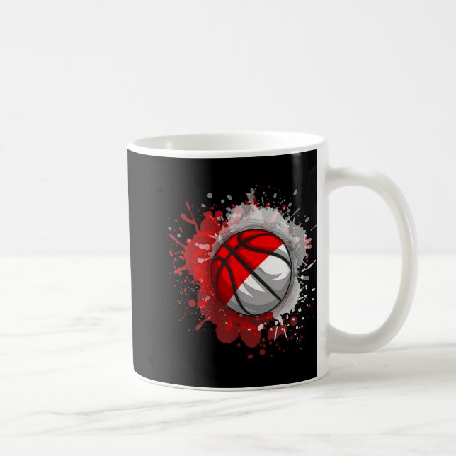 Taza De Café Baloncesto con bandera de Indonesia (Derecha)