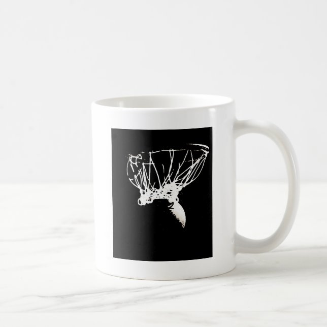 Taza De Café Baloncesto de arte pop blanco negro (Derecha)