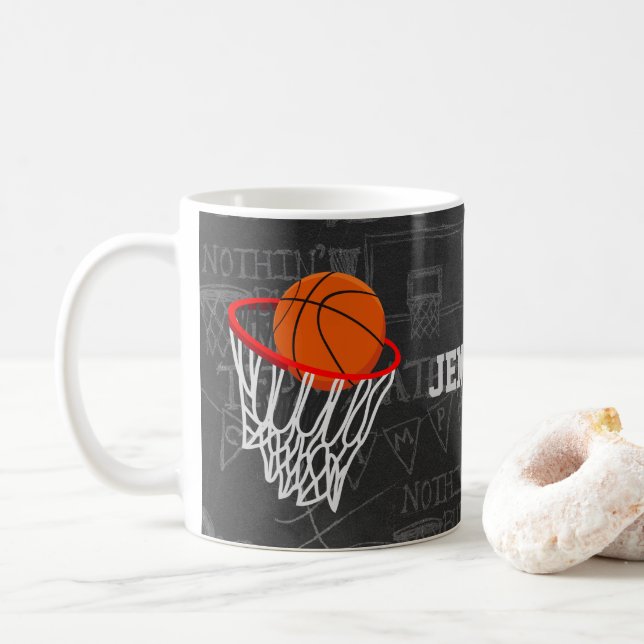 Taza De Café Baloncesto de Chalkboard y Hoop personalizados (Con donut)