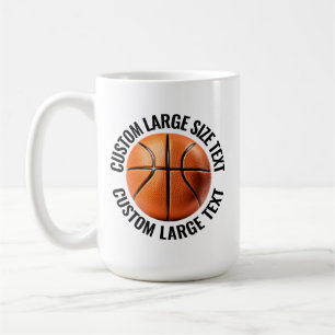 Taza De Café Baloncesto de Texto Personalizado Grande 15oz. Per