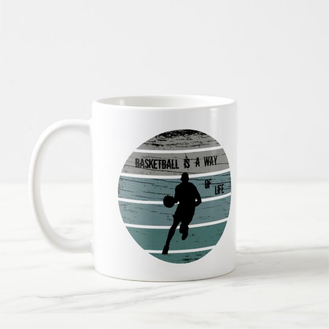 Taza De Café Baloncesto estilo vintage sunset retro (Izquierda)