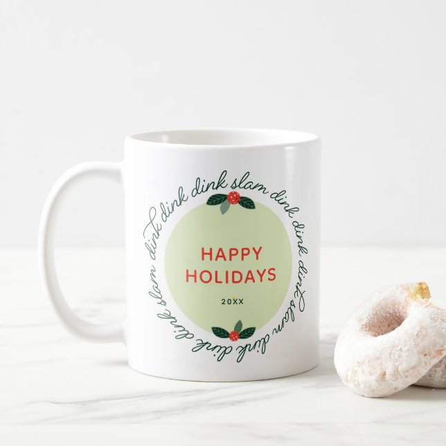 Taza De Café Baloncesto Felices Fiestas Personalizados Año Mund (Con donut)