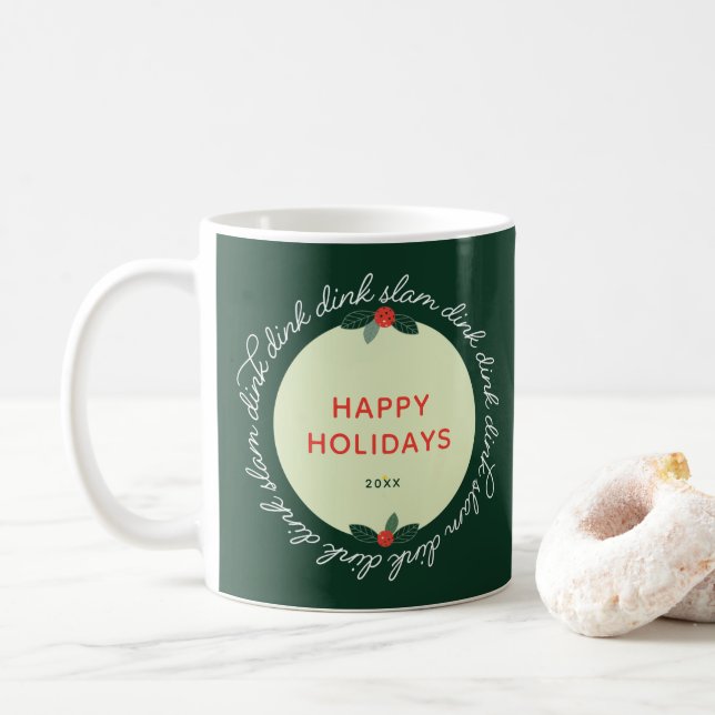 Taza De Café Baloncesto Felices Fiestas Personalizados Año Wrea (Con donut)
