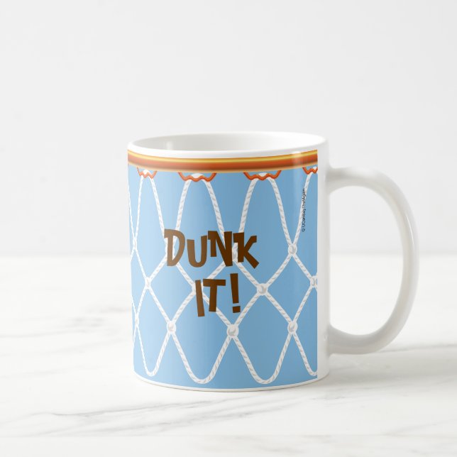 Taza De Café Baloncesto Hoop Net_Dunk it!_on azul (Derecha)