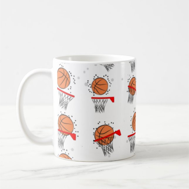 Taza De Café Baloncesto - Patrón de bolas y aros (Izquierda)