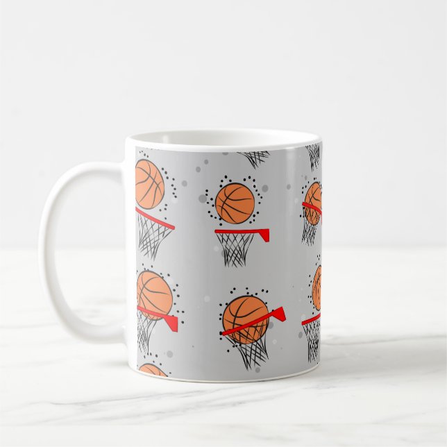 Taza De Café Baloncesto - Patrón de bolas y aros (Izquierda)