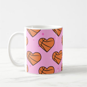 Taza De Café Baloncesto Textura De Balas En Forma De Corazón -