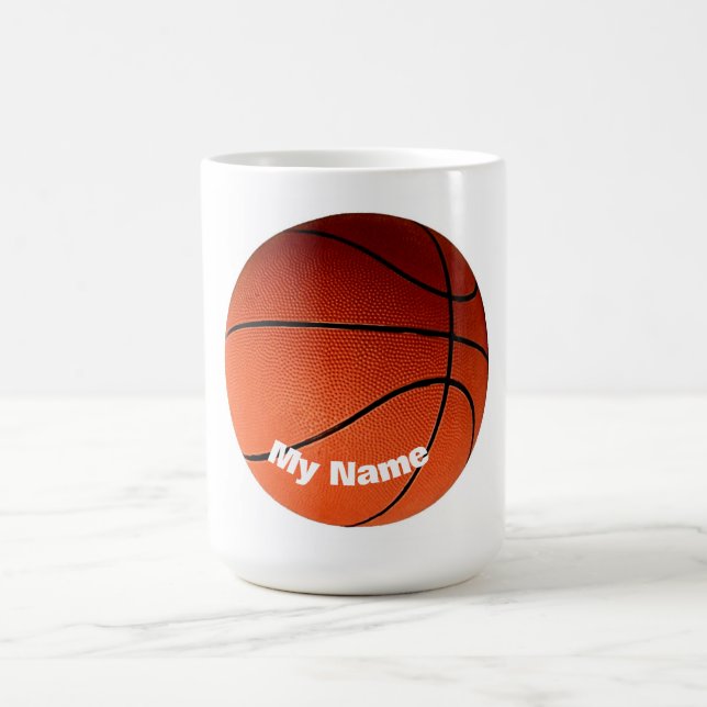 Taza De Café Baloncesto tu nombre Personalizado (Centro)