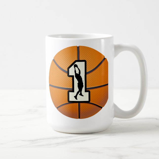 Taza De Café Baloncesto y jugadores del número 1 (Derecha)