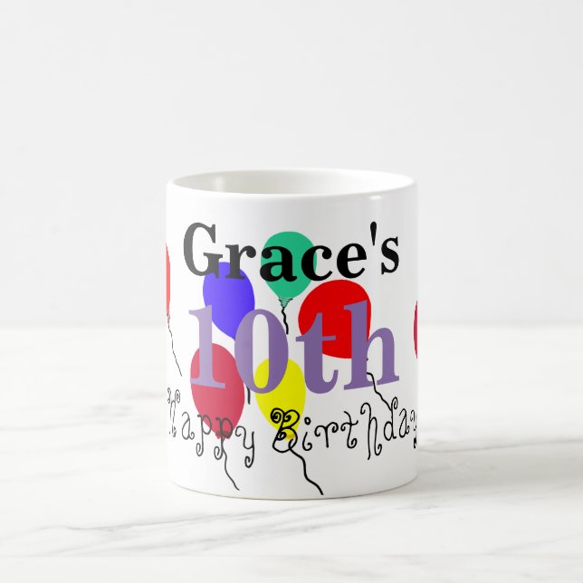 Taza De Café Balones de cumpleaños Nombre Mugs (Centro)