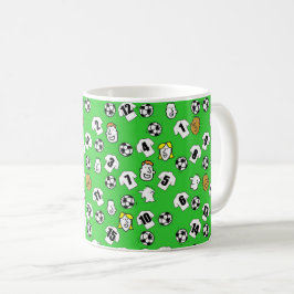 Taza De Café Balones de futbol, Camisetas blancos y fans con un