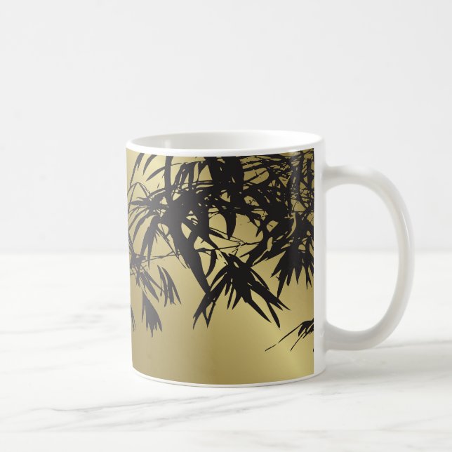 Taza De Café Bambú deja negro + Personalizado de oro peluche (Derecha)