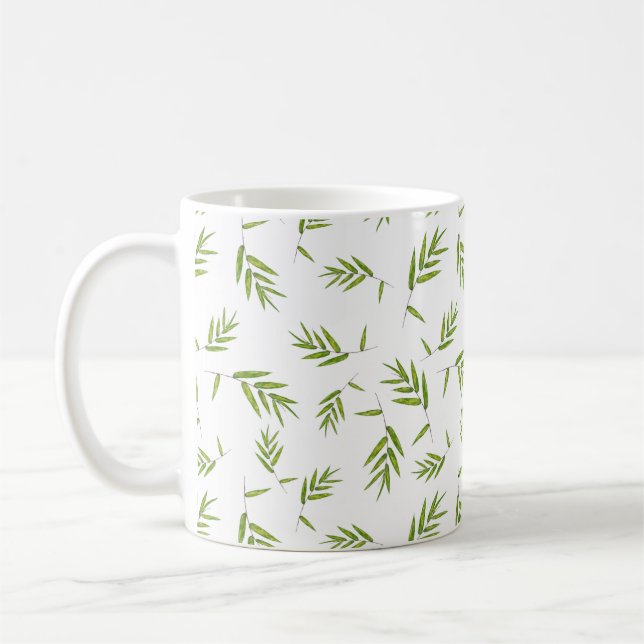 Taza De Café Bambú deja toss - Café blanco Mug (Izquierda)