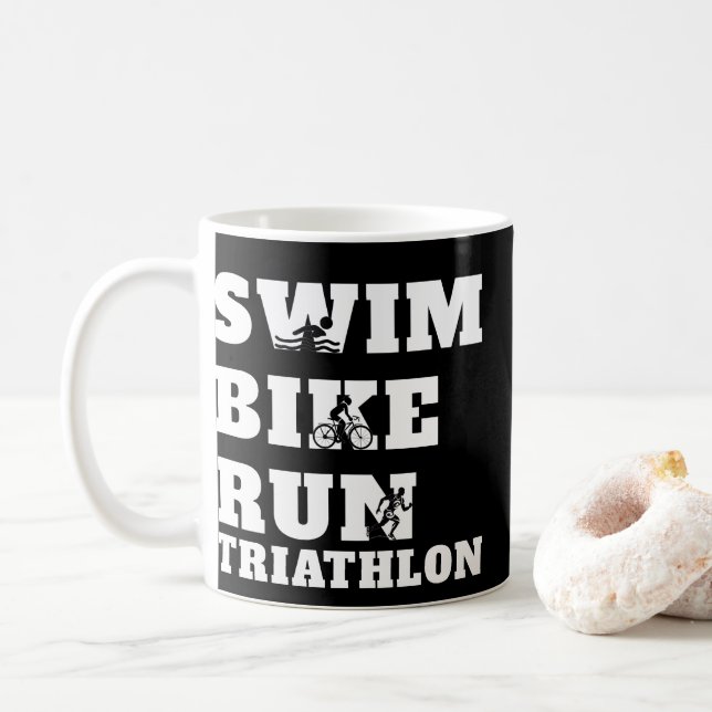 Taza De Café Bañada de triatlón, bicicleta, correr, regalo de a (Con donut)