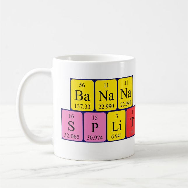Taza De Café Banana divide frase de tabla periódica mug (Izquierda)