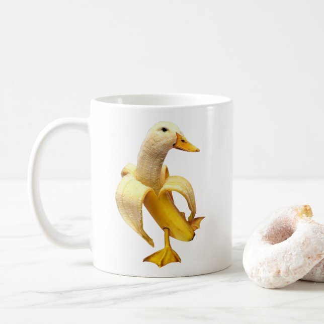 Taza De Café Banana Duck Meme Mug Doble cara (Con donut)