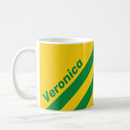 Taza De Café Banana Tropical Retro Tres Rayas con Nombre