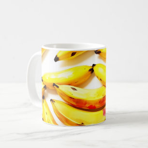 Taza De Café Bananas acuarelas en tonos suaves con blanco