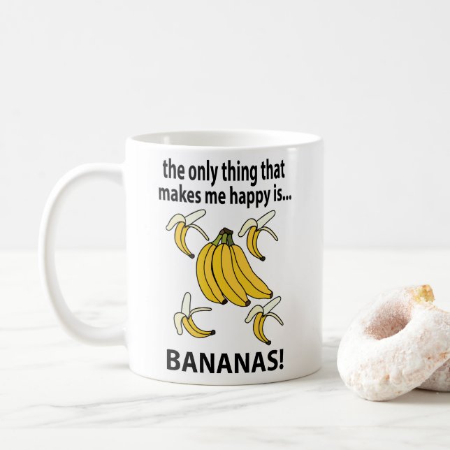 Taza De Café Bananas divertidas con frutas bananas (Con donut)