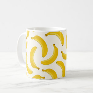 Taza De Café Bananas Frutas tropicales Impresión, Amarilla y Bl