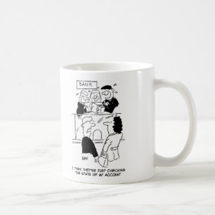 Taza De Café Banca. Comprobando el estado de una cuenta bancari