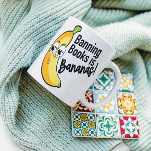 Taza De Café Banca Libros Bananas
