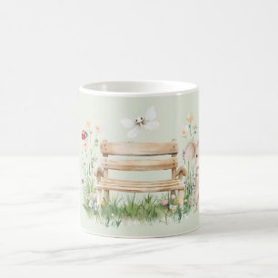 Taza De Café Banco de jardín de mariquita libélula ratón