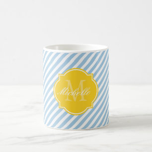 Taza De Café Banda azul plácida Monograma Mug
