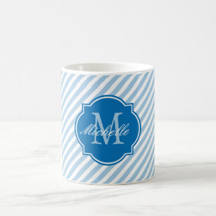 Taza De Café Banda azul plácida Monograma Mug