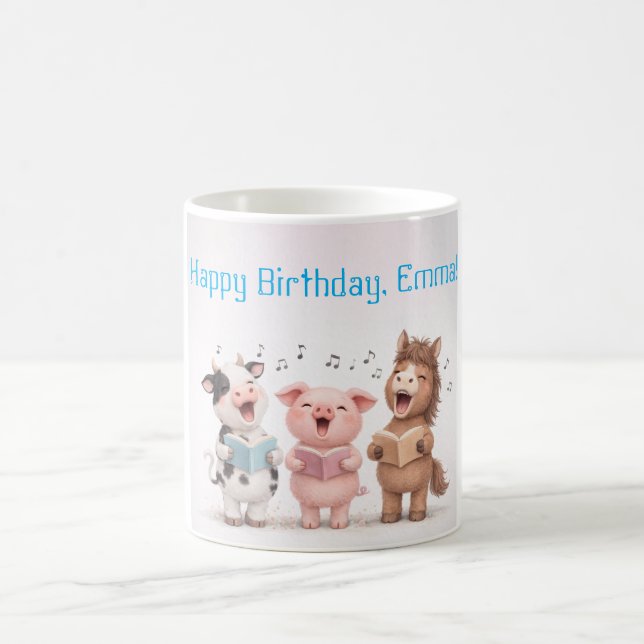Taza De Café Banda de Animales de Granja Cumpleaños (Centro)