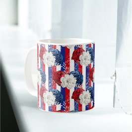 Taza De Café Banda de Rosa azul rojo patriótico
