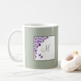 Taza De Café Banda de salchicha de algodón Guión Purple Floral 