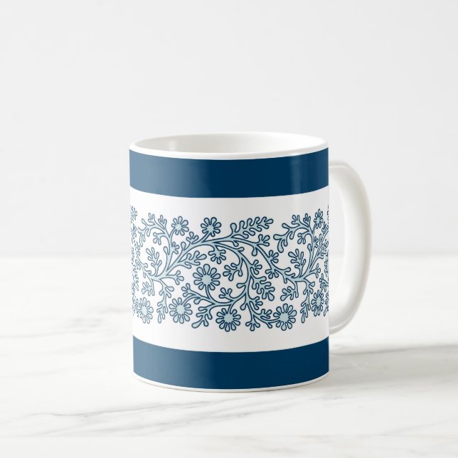 Taza De Café Banda floral, tazón de café azul (Anverso derecho)