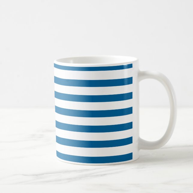 Taza De Café Banda horizontal azul y blanco (Derecha)