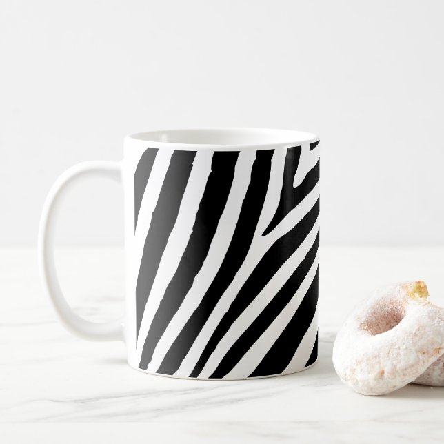Taza De Café Banda moderna de cebra blanca y negra (Con donut)