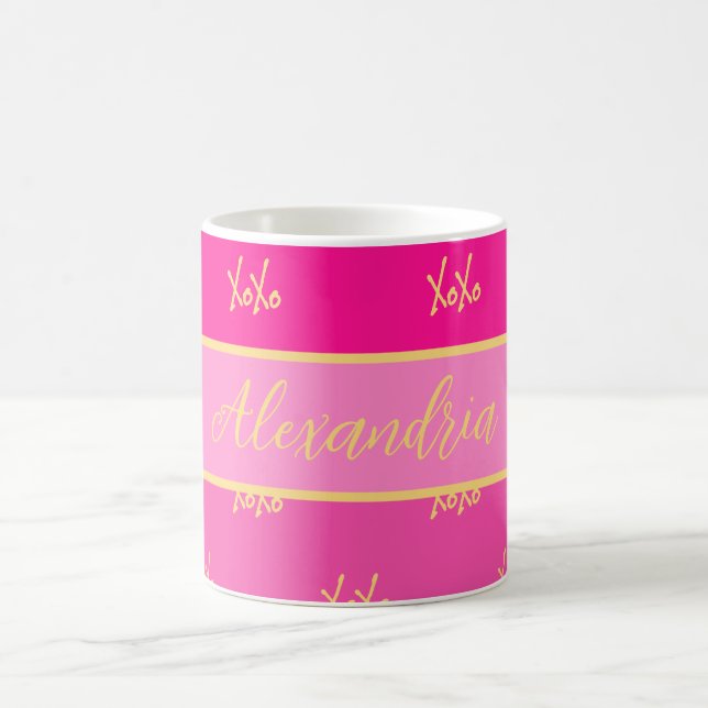 Taza De Café Banda rosa XOXO personalizada (Centro)
