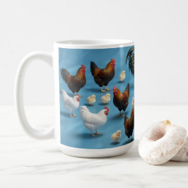 Taza De Café Bandada de pollitos y gallos