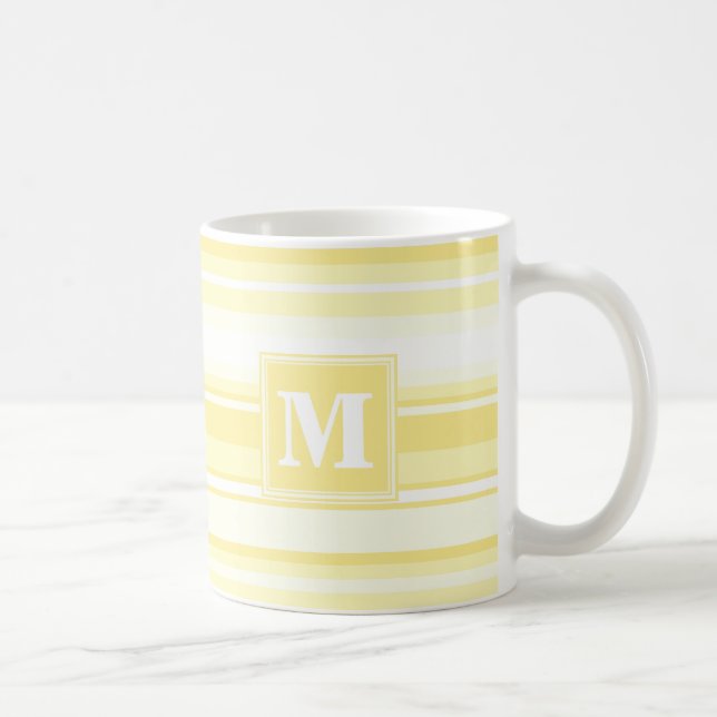 Taza De Café Bandas amarillas de limón monogramo (Derecha)