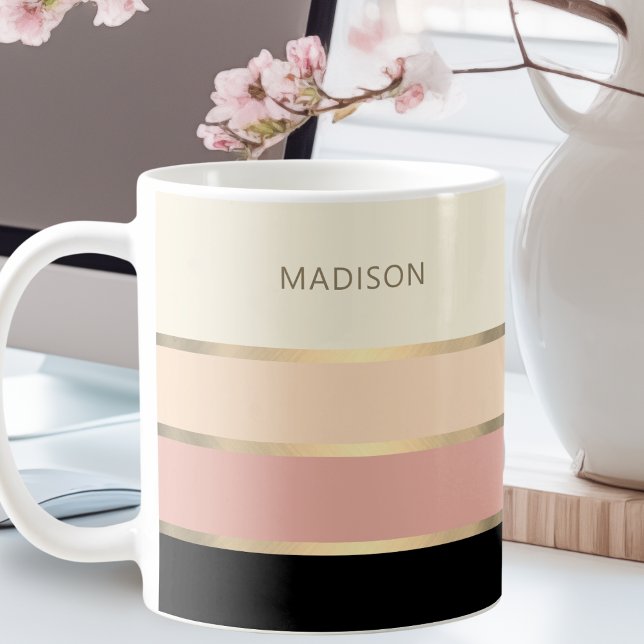 Taza De Café Bandas anchas Monograma dorado Nombre femenino (Subido por el creador)