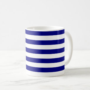 Taza De Café Bandas azul y blanca de la Marina
