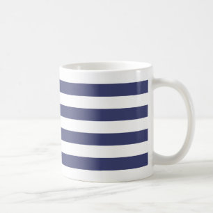 Taza De Café Bandas azules y blancas de la Marina Náutica