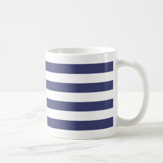 Taza De Café Bandas azules y blancas de la Marina Náutica