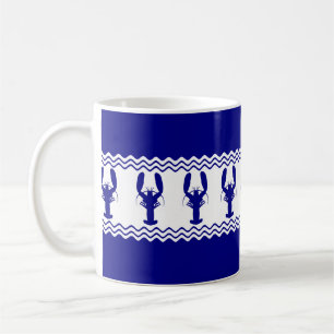 Taza De Café Bandas de bogavante de la costa azul blanca