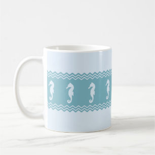 Taza De Café Bandas de caballitos de mar de la costa azul