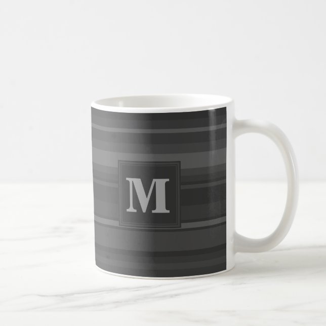 Taza De Café Bandas de carbón vegetal monogramo (Derecha)