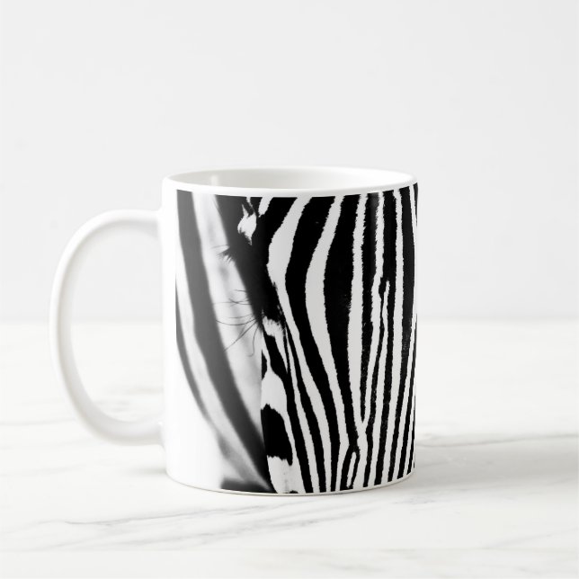 Taza De Café Bandas de cebra abstractas modernas en blanco y ne (Izquierda)
