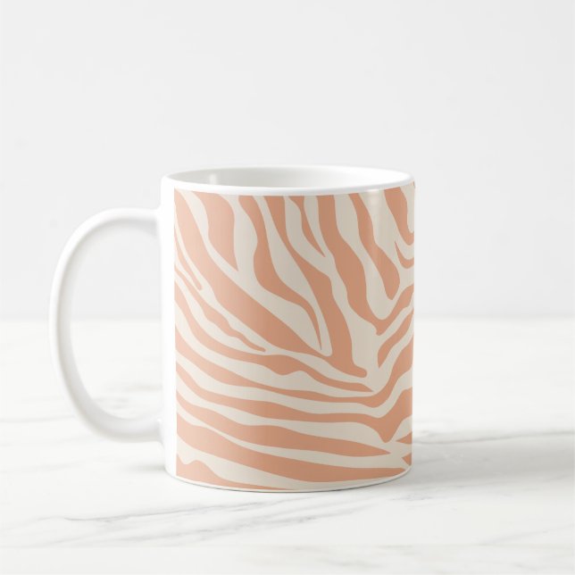 Taza De Café Bandas de cebra beige de impresión animal (Izquierda)