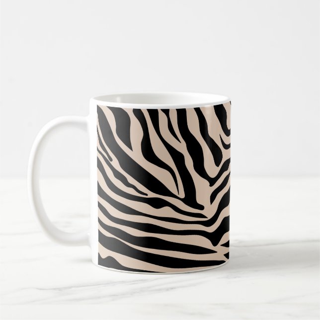 Taza De Café Bandas de cebra Crema Beige Negro Animales salvaje (Izquierda)